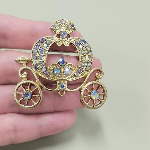 Rhinestone Pumpkin Carriage Brooch Pin for Women Girls Unisex Fashion Enamel Halloween Thanksgiving Brooches Lapel Pins Cute Fun Fall Holiday Festival Ornament Hat Bag Suit Dress Accessories Jewelry Gift in Kuwait