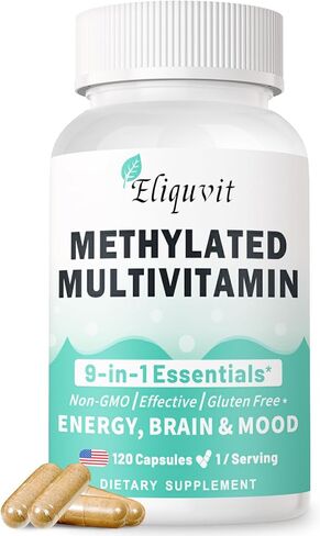 Methylated Multivitamin for Men & Women - Methylated B Complex with Methylfolate & B12-9-in-1 MTHFR Support + TMG - Vegan Multivitamin for Men & Women -Energy & Mood - USA Made-120 Capsules in Saudi Arabia