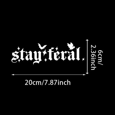 قطعتان من ملصقات ممتص الصدمات للسيارة Stay Feral - ملصقات سيارة على الطراز القوطي مع لمسات الخفافيش - ملصق السائق الغاضب مقاس 7.9 بوصة × 2.3 بوصة لنوافذ السيارة، ديكور فكاهي لغضب الدراجات النارية | #AZ14 (أبيض) in Kuwait