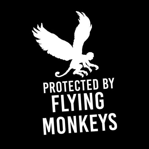 Funny Protected by Flying Monkeys 6" Vinyl Sticker Car Decal (6" Black) in Saudi Arabia