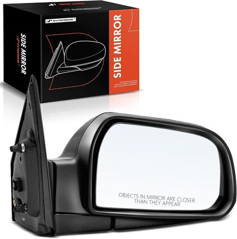 مرآة باب كهربائية جانبية للركاب من A-Premium - متوافقة مع Hyundai Tucson 2005 2006 2007 2008 2009 - مرآة رؤية خلفية خارجية غير قابلة للطي يدويًا باللون الأسود - استبدال # 876202E520 in Saudi Arabia
