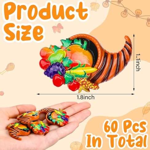 Cinnvoice 60 Pcs Thanksgiving Cornucopia Craft Kit Mini Flatback Resin Charms for Autumn Thanksgiving Table Centerpiece DIY Craft Embellishment Hairpin Harvest Cornucopia Fall Dining Table Decoration in Saudi Arabia