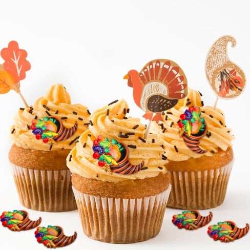 Cinnvoice 60 Pcs Thanksgiving Cornucopia Craft Kit Mini Flatback Resin Charms for Autumn Thanksgiving Table Centerpiece DIY Craft Embellishment Hairpin Harvest Cornucopia Fall Dining Table Decoration in Saudi Arabia
