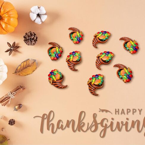 Cinnvoice 60 Pcs Thanksgiving Cornucopia Craft Kit Mini Flatback Resin Charms for Autumn Thanksgiving Table Centerpiece DIY Craft Embellishment Hairpin Harvest Cornucopia Fall Dining Table Decoration in Saudi Arabia