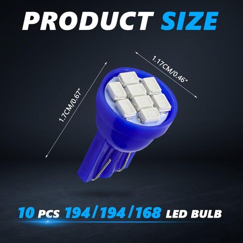 10 قطع 194 لمبة LED، 12 فولت T10 194 168 مصابيح إضاءة LED لأداة قياس لوحة السيارة، لمبة بديلة LED للوحة قياس لوحة السيارة، لمبة مصباح خريطة القبة الداخلية للسيارة (أحمر) in Saudi Arabia
