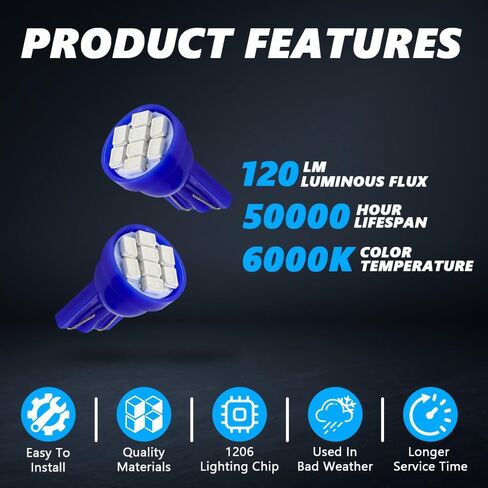 10 قطع 194 لمبة LED، 12 فولت T10 194 168 مصابيح إضاءة LED لأداة قياس لوحة السيارة، لمبة بديلة LED للوحة قياس لوحة السيارة، لمبة مصباح خريطة القبة الداخلية للسيارة (أحمر) in Saudi Arabia