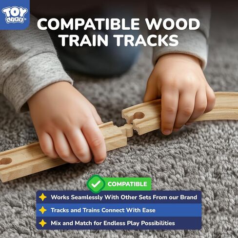 TOY Life Train Set 80pcs Train Toys with Crane & Locomotive Train, Train Set for Kids 4-8, Wooden Train Tracks Toy Train Set for Toddlers 3 4 5, Kids Train Set Gift Toy Fits Thomas, Brio Tracks in Kuwait