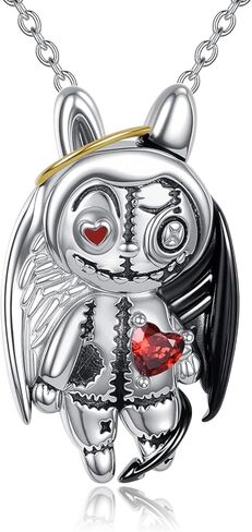 Voodoo Doll/Teddy Bear Necklace 925 Sterling Silver Pendant Necklace Jewelry Gifts for Women in Kuwait