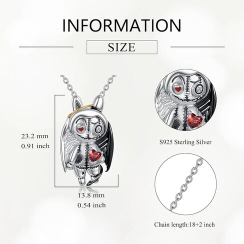 Voodoo Doll/Teddy Bear Necklace 925 Sterling Silver Pendant Necklace Jewelry Gifts for Women in Kuwait