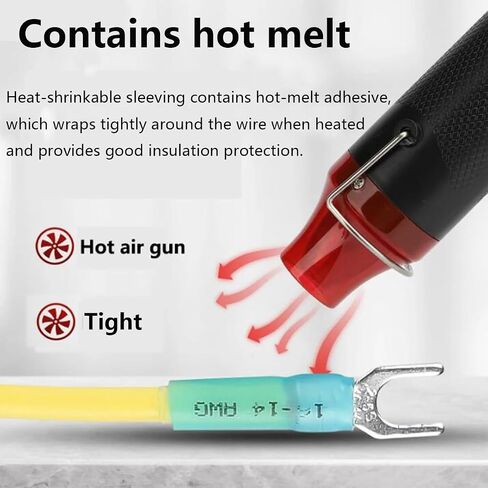 100PCS Heat Shrink Fork Connectors AWG22-16/16-14/12-10,U-Type Spade Wire Connectors Kit,Insulated Waterproof Marine Crimp Terminals for Watercraft, Electronics, Automotive in Kuwait