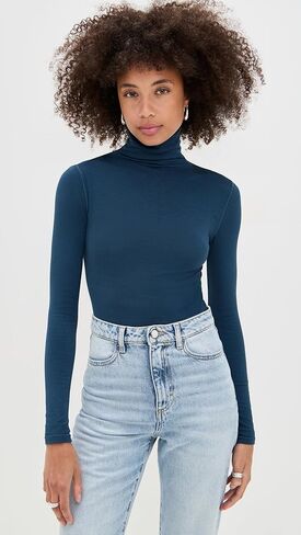 Wolford Colorado String Body For Women Long-Sleeve Turtleneck Bodysuit Shiny Finish Cotton Blend Interior Seamless Design in Kuwait