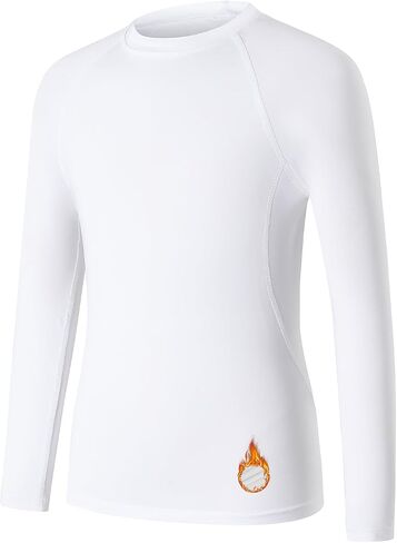 HYCOPROT Boys Compression Thermal Shirt Long Sleeve Youth Fleece Baselayer Kids Athletic Football Baseball Soccer Undershirt in Saudi Arabia