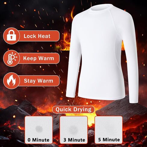 HYCOPROT Boys Compression Thermal Shirt Long Sleeve Youth Fleece Baselayer Kids Athletic Football Baseball Soccer Undershirt in Saudi Arabia