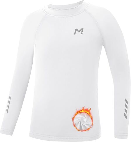 Boys Compression Thermal Shirt Long Sleeve Fleece Lined Youth Undershirt Kids Football Baseball Soccer Base Layer Top in Saudi Arabia