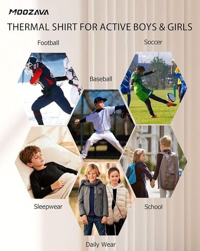 Boys Compression Thermal Shirt Long Sleeve Fleece Lined Youth Undershirt Kids Football Baseball Soccer Base Layer Top in Saudi Arabia