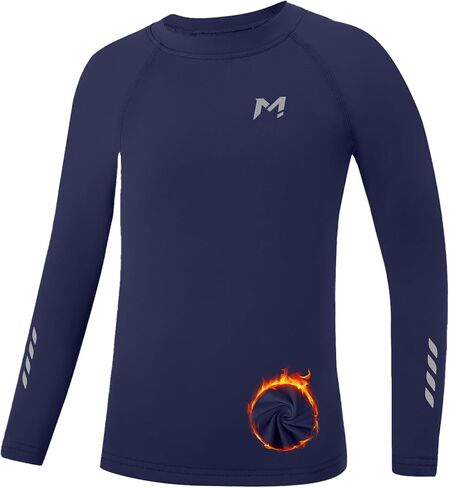 Boys Compression Thermal Shirt Long Sleeve Fleece Lined Youth Undershirt Kids Football Baseball Soccer Base Layer Top in Saudi Arabia