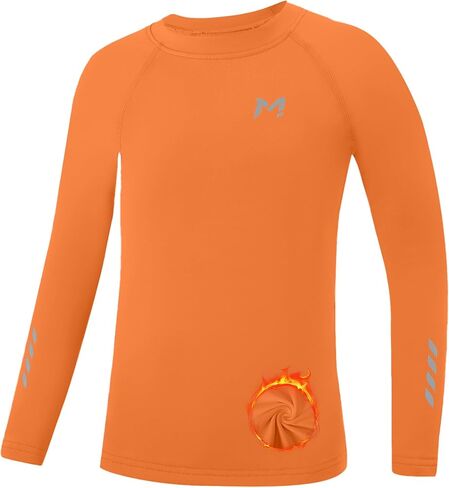 Boys Compression Thermal Shirt Long Sleeve Fleece Lined Youth Undershirt Kids Football Baseball Soccer Base Layer Top in Saudi Arabia