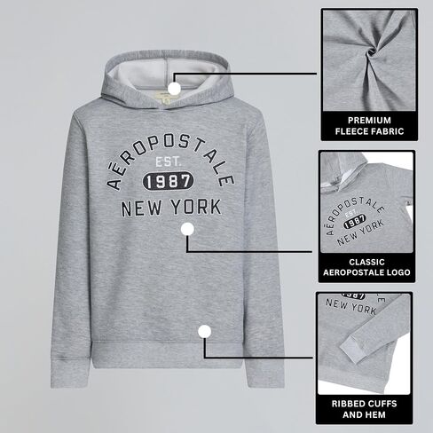 طقم هودي للأولاد من AEROPOSTALE مكون من قطعتين - بلوفر بغطاء للرأس من الصوف مريح ممتاز للأطفال، مجموعة بلوزات ناعمة للأولاد، مقاس 4-20 in Saudi Arabia