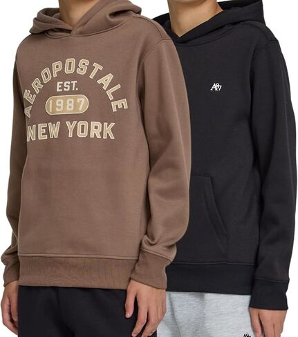 طقم هودي للأولاد من AEROPOSTALE مكون من قطعتين - بلوفر بغطاء للرأس من الصوف مريح ممتاز للأطفال، مجموعة بلوزات ناعمة للأولاد، مقاس 4-20 in Kuwait