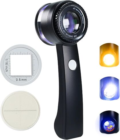 Loupe Machifier 10x ، مجوهرات قابلة لإعادة الشحن مكبرة الزجاج مع ضوء LED ومقياس ، و lebe المجوهرات ذات الطول البؤري القابل للتعديل للأحجار الكريمة ، والعملات المعدنية in Kuwait