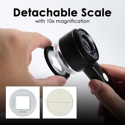 Loupe Machifier 10x ، مجوهرات قابلة لإعادة الشحن مكبرة الزجاج مع ضوء LED ومقياس ، و lebe المجوهرات ذات الطول البؤري القابل للتعديل للأحجار الكريمة ، والعملات المعدنية in Kuwait
