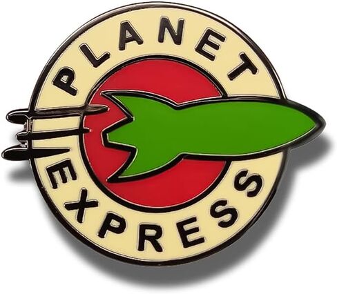 Planet Express أحمر أخضر المينا شارة دبوس بروش أزرار مجوهرات للسترات الجينز حقيبة الظهر القماش طية صدر السترة حقيبة قبعة هدية لمحبي الفضاء الرجال النساء فتاة صبي in Saudi Arabia