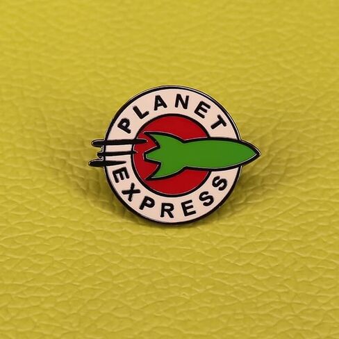 Planet Express أحمر أخضر المينا شارة دبوس بروش أزرار مجوهرات للسترات الجينز حقيبة الظهر القماش طية صدر السترة حقيبة قبعة هدية لمحبي الفضاء الرجال النساء فتاة صبي in Saudi Arabia