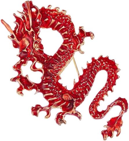 Red Enamel Dragon Brooch Pin for Women Men Fashion Animal Brooches Lapel Pins Dainty Dress Suit Cloth Accessories Punk Jewelry Gift in Saudi Arabia