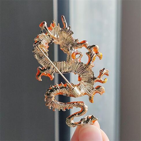 Red Enamel Dragon Brooch Pin for Women Men Fashion Animal Brooches Lapel Pins Dainty Dress Suit Cloth Accessories Punk Jewelry Gift in Saudi Arabia