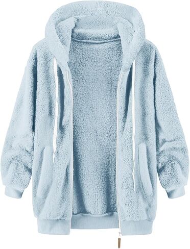 Fleece Hoodie for Women Zip Up Hoodies Plus Size Fuzzy Fleece Jacket Sherpa Jackets with Hood Winter Coats Teddy Coat in Saudi Arabia