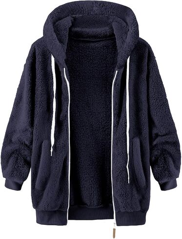 Fleece Hoodie for Women Zip Up Hoodies Plus Size Fuzzy Fleece Jacket Sherpa Jackets with Hood Winter Coats Teddy Coat in Saudi Arabia