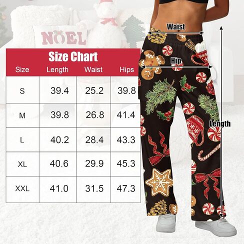 Women Wide Leg Christmas Lounge Pants Xmas with Pocket in Saudi Arabia