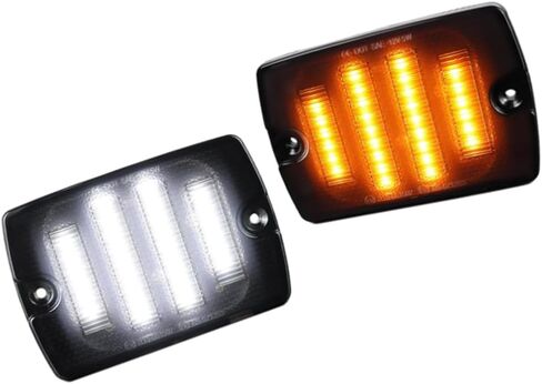 24-LED Side Marker Light, 56001378, Compatible with Jeep Wrangler YJ with 3157 plug/1157 plug 1987-1995, CH2520111, SL1-28-YJ, Truck Side Marker Turn Signal Light, 2PCS Smoked (Amber+White) in Saudi Arabia