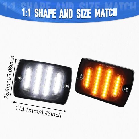 24-LED Side Marker Light, 56001378, Compatible with Jeep Wrangler YJ with 3157 plug/1157 plug 1987-1995, CH2520111, SL1-28-YJ, Truck Side Marker Turn Signal Light, 2PCS Smoked (Amber+White) in Saudi Arabia