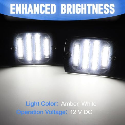 24-LED Side Marker Light, 56001378, Compatible with Jeep Wrangler YJ with 3157 plug/1157 plug 1987-1995, CH2520111, SL1-28-YJ, Truck Side Marker Turn Signal Light, 2PCS Smoked (Amber+White) in Saudi Arabia