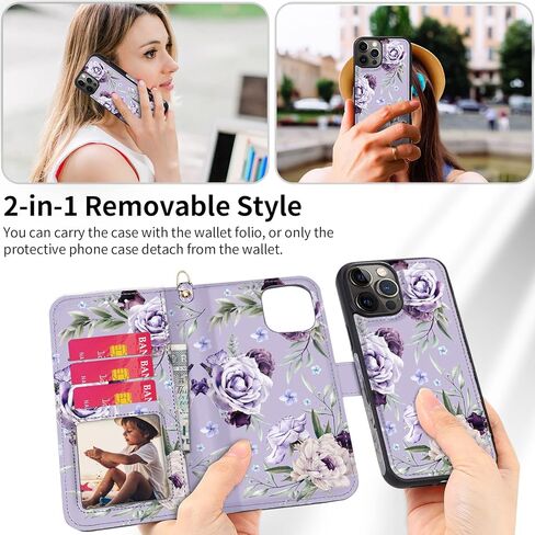 hoggu متوافق مع iPhone 14 Case Wallet [Support Magsafe Charger] Magnetic Floral Flor Flip Pu Wallet Wallet مع حظر حامل البطاقة RFID ، حالة محفظة للنساء الفتيات الرماديون in Kuwait