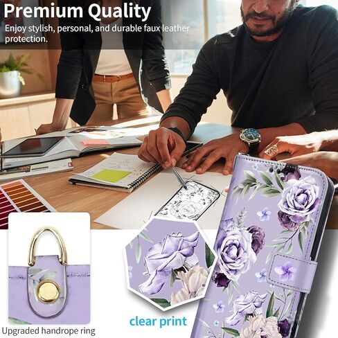 hoggu متوافق مع iPhone 14 Case Wallet [Support Magsafe Charger] Magnetic Floral Flor Flip Pu Wallet Wallet مع حظر حامل البطاقة RFID ، حالة محفظة للنساء الفتيات الرماديون in Kuwait