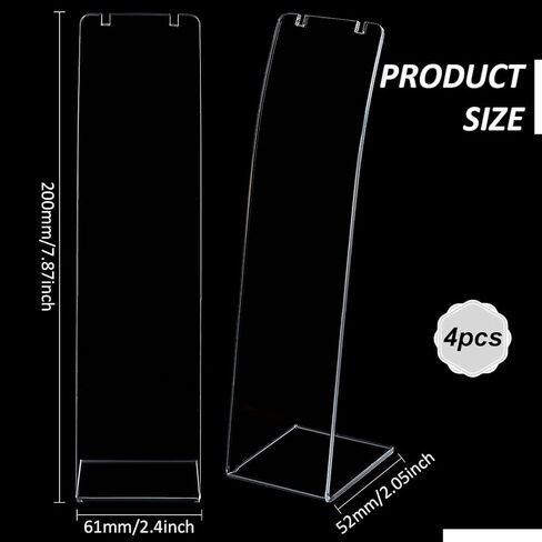 FINGERINSPIRE 4 PCS L-Shape Acrylic Necklace Holder 7.9 inch Height Clear Necklace earing Display Stand Necklace Organizer Long Chain Pendant Jewelry Storage Rack for Retail Display Marketing in Saudi Arabia