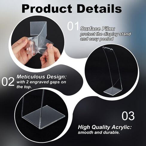 FINGERINSPIRE 4 PCS L-Shape Acrylic Necklace Holder 7.9 inch Height Clear Necklace earing Display Stand Necklace Organizer Long Chain Pendant Jewelry Storage Rack for Retail Display Marketing in Saudi Arabia