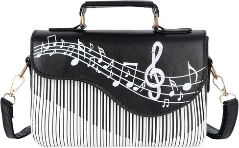 المرأة البيانو نمط الموسيقى ملاحظة أعلى مقبض حقيبة صغيرة Crossbody حمل حقيبة الكتف حقيبة المحفظة in Kuwait