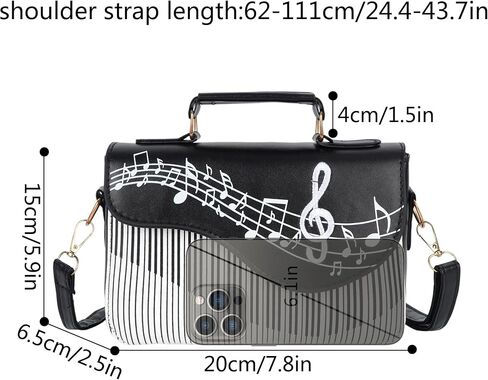 المرأة البيانو نمط الموسيقى ملاحظة أعلى مقبض حقيبة صغيرة Crossbody حمل حقيبة الكتف حقيبة المحفظة in Kuwait