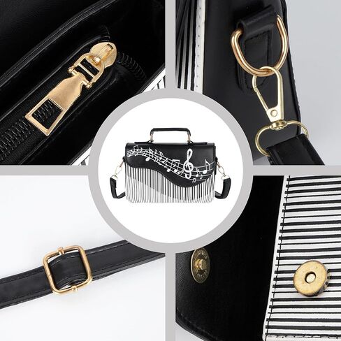 المرأة البيانو نمط الموسيقى ملاحظة أعلى مقبض حقيبة صغيرة Crossbody حمل حقيبة الكتف حقيبة المحفظة in Kuwait
