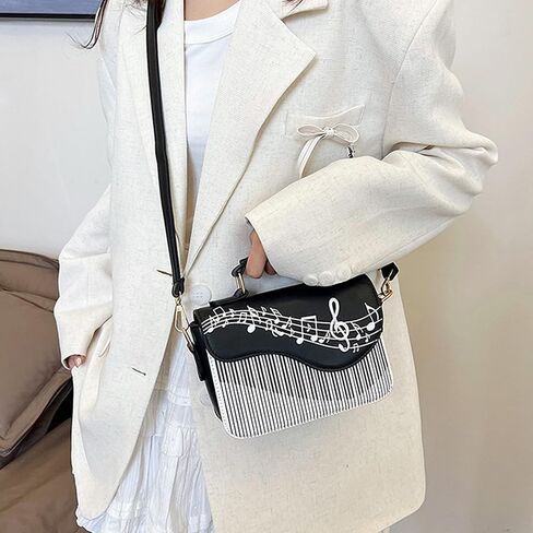 المرأة البيانو نمط الموسيقى ملاحظة أعلى مقبض حقيبة صغيرة Crossbody حمل حقيبة الكتف حقيبة المحفظة in Kuwait