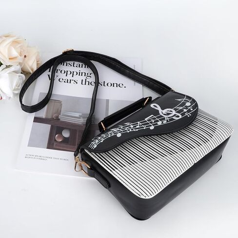 المرأة البيانو نمط الموسيقى ملاحظة أعلى مقبض حقيبة صغيرة Crossbody حمل حقيبة الكتف حقيبة المحفظة in Kuwait