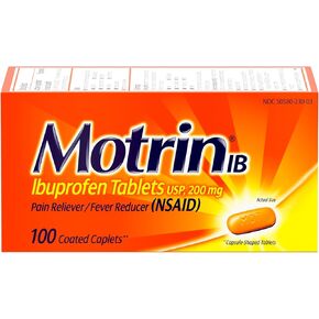 Motrin IB, Ibuprofen 200mg Tablets, Pain Reliever & Fever Reducer for Muscular Aches, Headache, Backache, Menstrual Cramps & Minor Arthritis Pain, NSAID, 100 Ct in Saudi Arabia