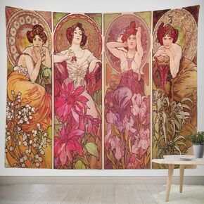Classic The Precious Stones Series, 1900 by Alphonse Maria Mucha Tapestry Wall Art Cafe/Office/Hotel/Bedroom Home Hanging Decor, Housewarming Birthday Gift (150 x 200cm / 60 x 80inch) in Saudi Arabia