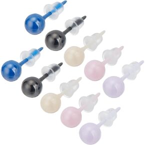 Beebeecraft 1 Box 5 Pairs Bioceramics Stud Earrings 5 Colors Half Hoop Zirconia Ceramic Round Ball Porcelain Studs Post Earrings for Newly Pierced Ears Sensitive Ear Everyday Wear Women in Saudi Arabia