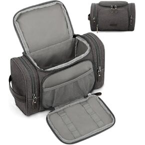 حقيبة أدوات الزينة للسفر للرجال من زومفيلت، منظم أدوات الزينة من القماش مع جيب مبلل، حقيبة حلاقة بجيوب متعددة مقاومة للماء لأساسيات الصالة الرياضية وإكسسوارات أدوات الزينة، أسود in Kuwait