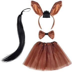 4 Pieces Halloween Horse Costume Horse Set Ears Headband Bow Tie and Tail Tutu for Women Christmas Carnival Cosplay Party Animal Suit in Kuwait