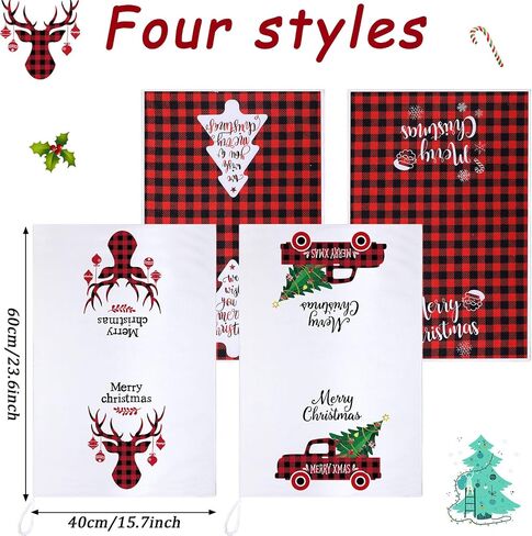 Honoson Christmas Kitchen Towels Ultra Absorbent Dish Towels Quick to Drying Hand Towels Polyester Cleaning Tea Towels for Home Washing Drying Dishes Kitchen Supplies(Black, Red,Plaid) in Saudi Arabia